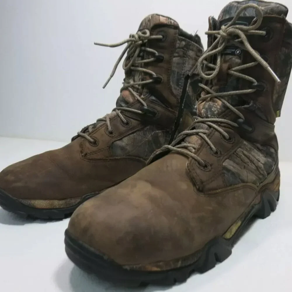 Wolverine Camo Camouflage Soft Toe Leather Canvas Boots Shoes Men's Hiking 10 M